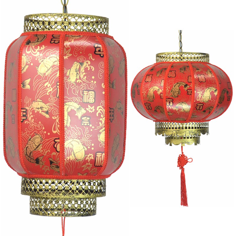 Red every year there are fish lucky lanterns Chinese style antique Spring Festival New Year's Day balcony decoration hanging ornaments outdoor palace lanterns