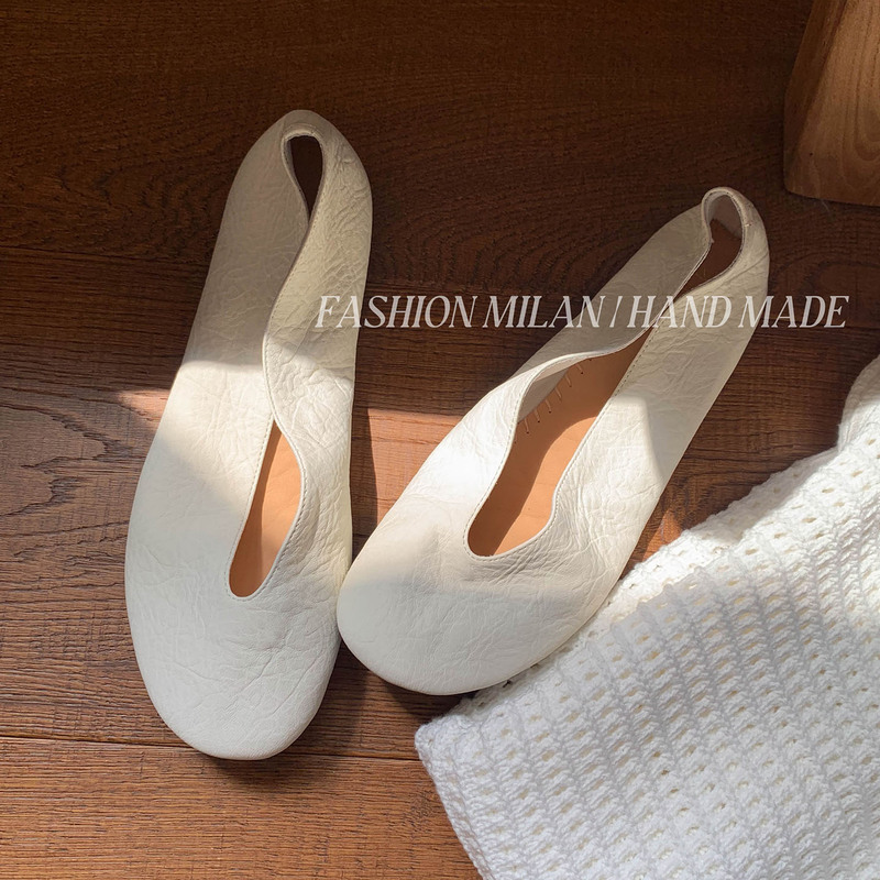 F.M French Minimalist Shallow Ballet Shoes, Retro Single Shoes for Women, Round Toe Slip-On Flat Versatile Granny Shoes F.M French Minimalist Shallow Ballet Shoes, Retro Single Shoes for Women, Round Toe Slip-On Flat Versatile Granny Shoes