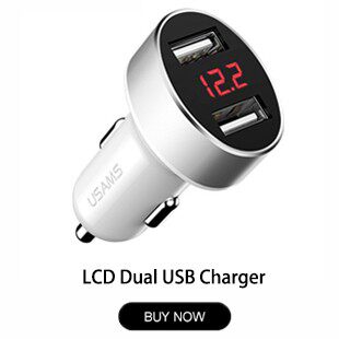 USAMS-Автомобильное зарядное устройство-Dual-USB-LED-дисплей-USB-зарядное устройство-для-Samsung-Xiaomi-Huawei-USB-зарядка телефона