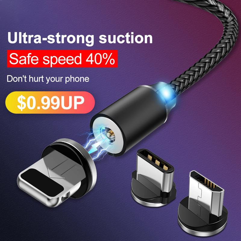 USAMS Micro USB Magnetic Cable USB Type C LED Magnet USB