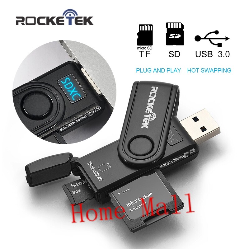 Rocketek time read 2 cards USB 3 Memory Card Reader 2