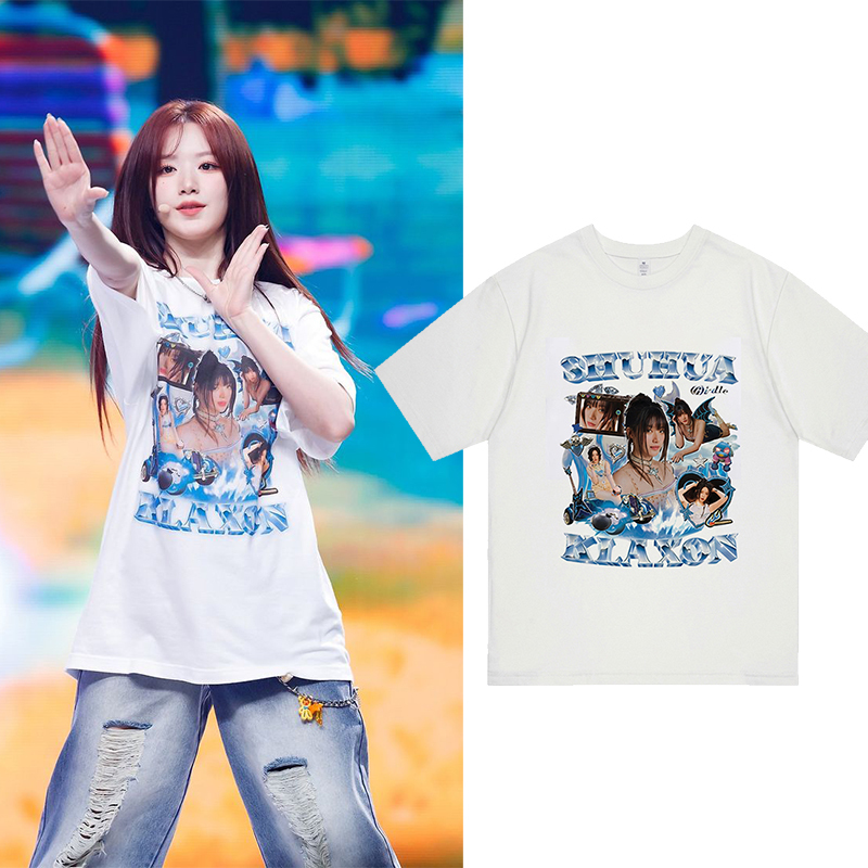 (g)I-Dle Tour T-Shirt Female Group Song Yuqi, Zhao Meiyuan, Ye Shuhua, Minnie, Tian Xiaojuan Fan Merchandise Short-Sleeve Shirt