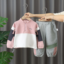 Girls spring suit 2021 new male baby spring and autumn foreign sports clothes spring handsome childrens fashionable clothes