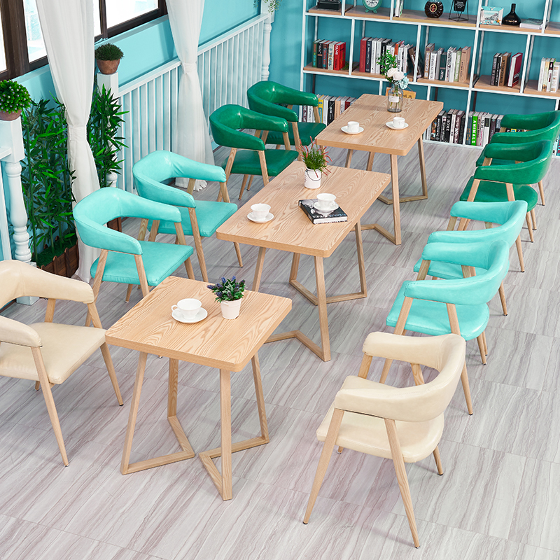 Milk Tea Shop Cafe Table and Chair Combination Dessert Catering Net Red Shop Snack Simple Fresh Burger Cold Drink Shop