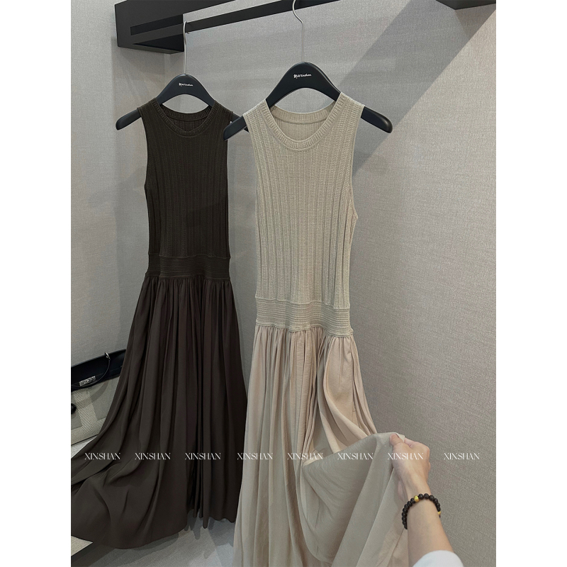 Xinshan Relaxing and Lazy Style Dress 2026 New Elegant and High-End Waist-Cinching Long Dress for Women