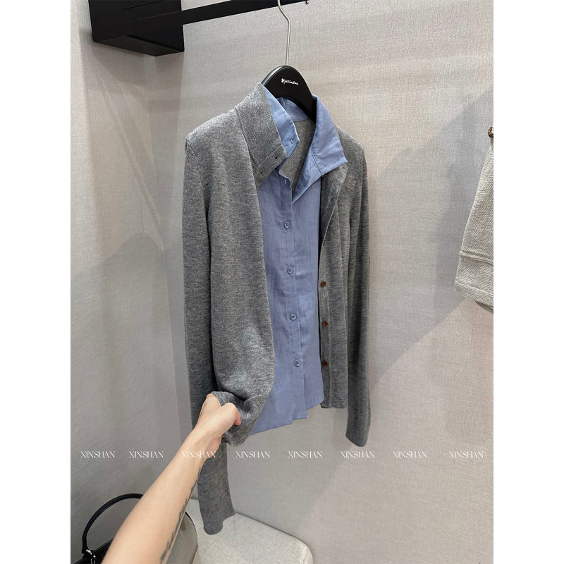 Xinshan Old Money Style Fake Two-Piece Knitted Cardigan 2026 Early Autumn New Long-Sleeve Thin Jacket for Women