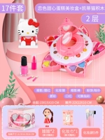 Hello kitty, коробка для косметики, конструктор, кукла, средство для снятия макияжа, кисть, 2 этажей, 5 шт