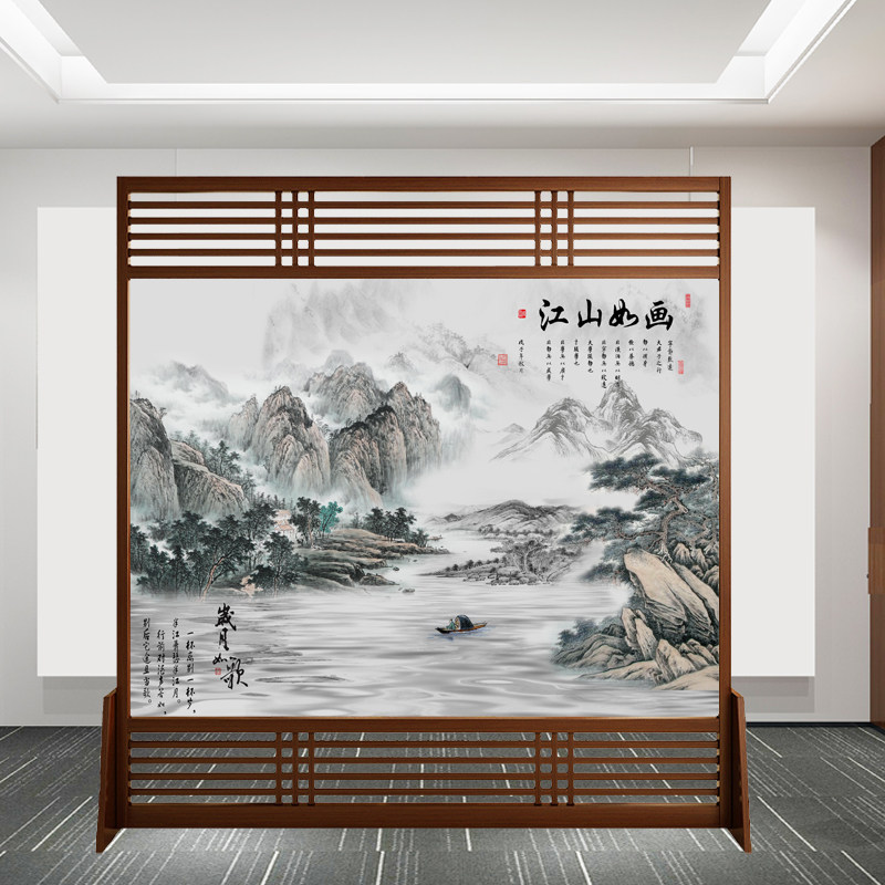 Custom Screen Partition Wall Chinese Living-room Office Hotel Solid Wood Entrance of the family Xuanguan Solid wood shielded mobile seat screen