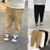 Spring and Autumn Boys Pants All-match Childrens Clothing Childrens Long Pants Twill Skinny Pants Mens and Womens Baby Casual Pants