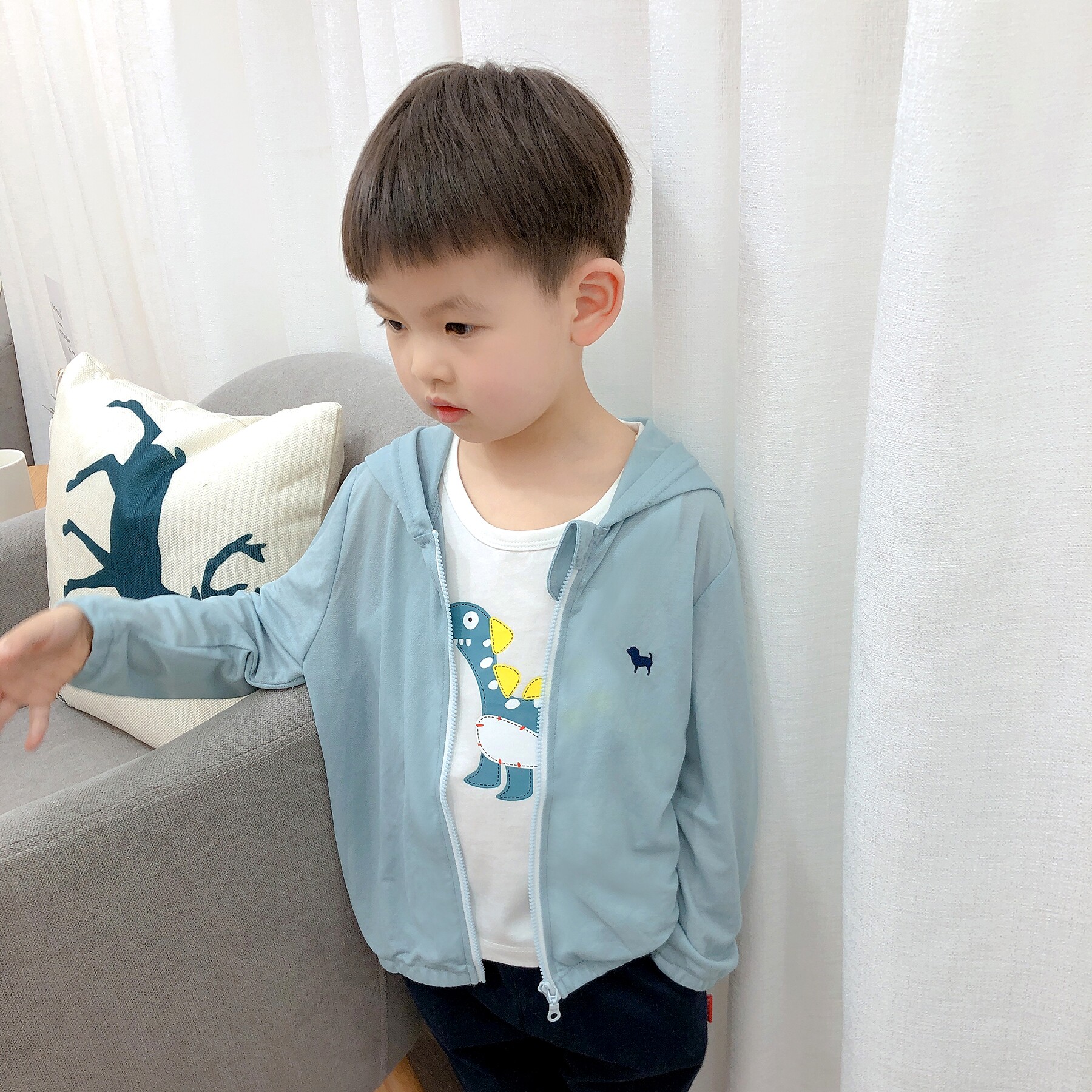 Boys sunscreen clothing summer clothing 2022 new children's baby thin air-conditioning shirt jacket summer ice silk cotton sunscreen clothing