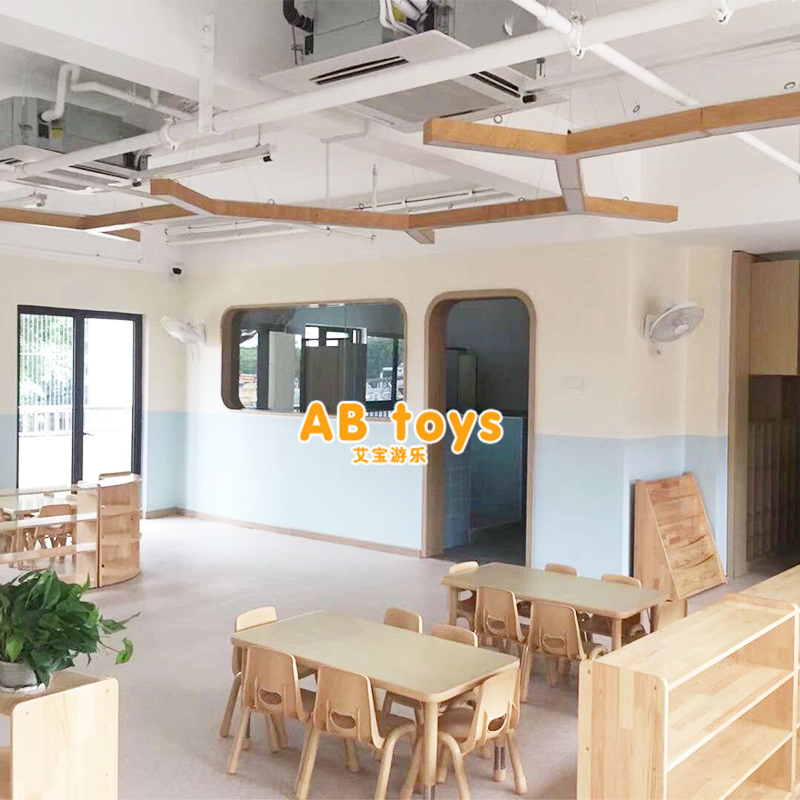 Children's six-person rectangular table fireproof board can be raised and adjusted learning table Kindergarten training class learning table