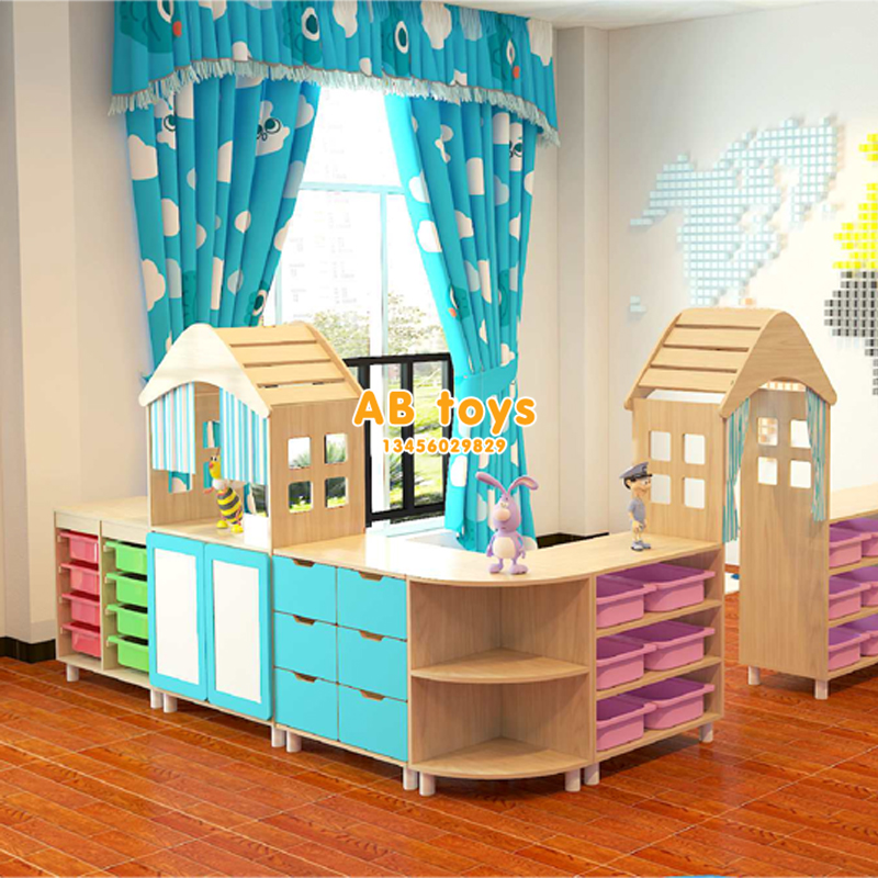 Kindergarten corner solid wood cabinet children's high-end theme paint cabinet corner partition cabinet storage storage cabinet