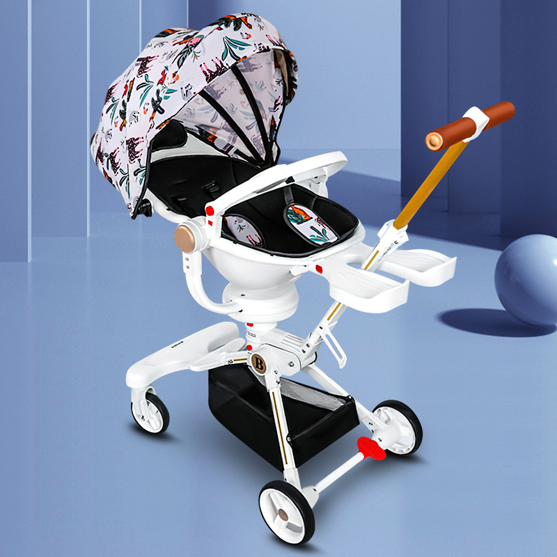 Walking baby artifact trolley can lie light and foldable with dinner plate rotating reversing baby high landscape baby car