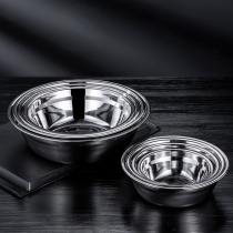 Thickened round stainless steel bowl Kindergarten canteen small iron bowl kitchen soup bowl Adult large iron rice bowl set