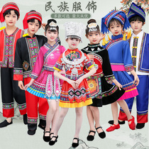 New Guangxi March Sanzhuang clothes male and female children Miao Tujia ethnic minority young children dance clothing