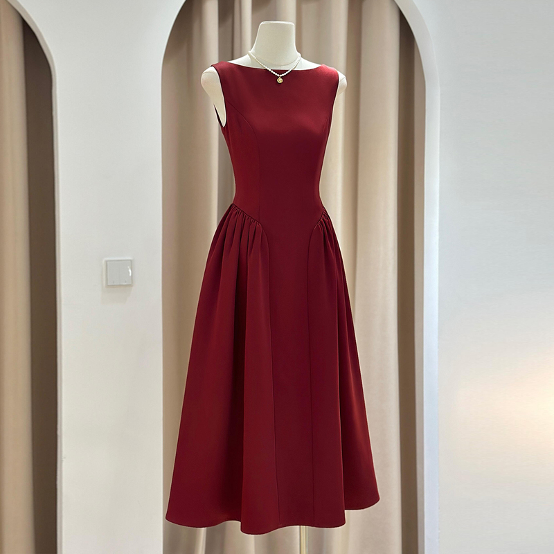 Bridal Toast Dress for Petite Brides, French Retro Simple Engagement Red Dress, Wedding Mini Dress That Can Be Worn Daily