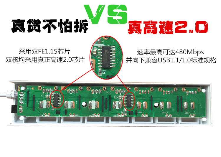 Máy tính USB 2.0 tốc độ cao splitter 7 một trailer 1 trong bảy đa giao diện trung tâm HUB chuyển đổi quyền lực độc lập - USB Aaccessories sạc type c