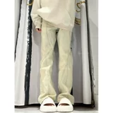 Демисезонные джинсы, штаны, сексуальные леггинсы, в американском стиле, высокая талия, свободный прямой крой