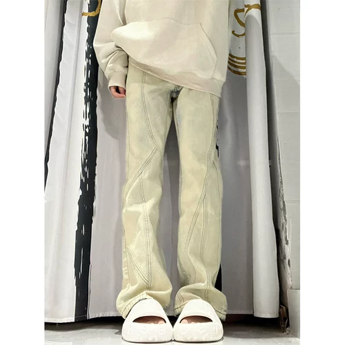 Демисезонные джинсы, штаны, сексуальные леггинсы, в американском стиле, высокая талия, свободный прямой крой