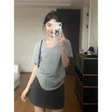 Летняя хлопковая футболка с коротким рукавом, свободный крой