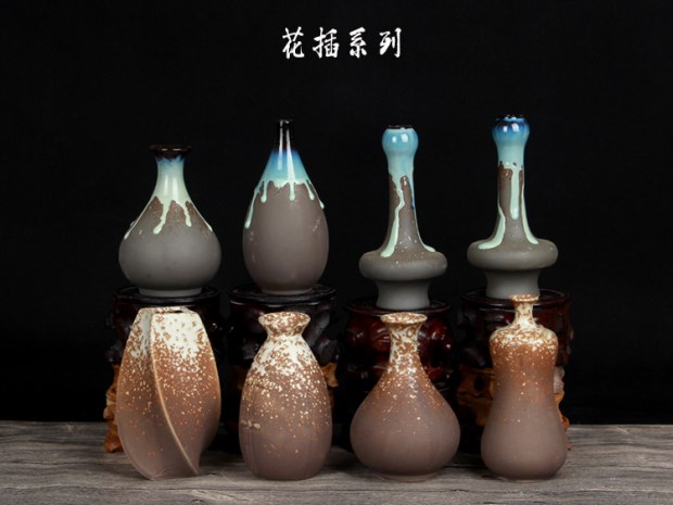 Hoa gốm chậu hoa tím cát đá gốm hoa chậu cây mọng nước cá tính nhỏ bình hoa gốm gốm - Vase / Bồn hoa & Kệ chậu cây xi măng