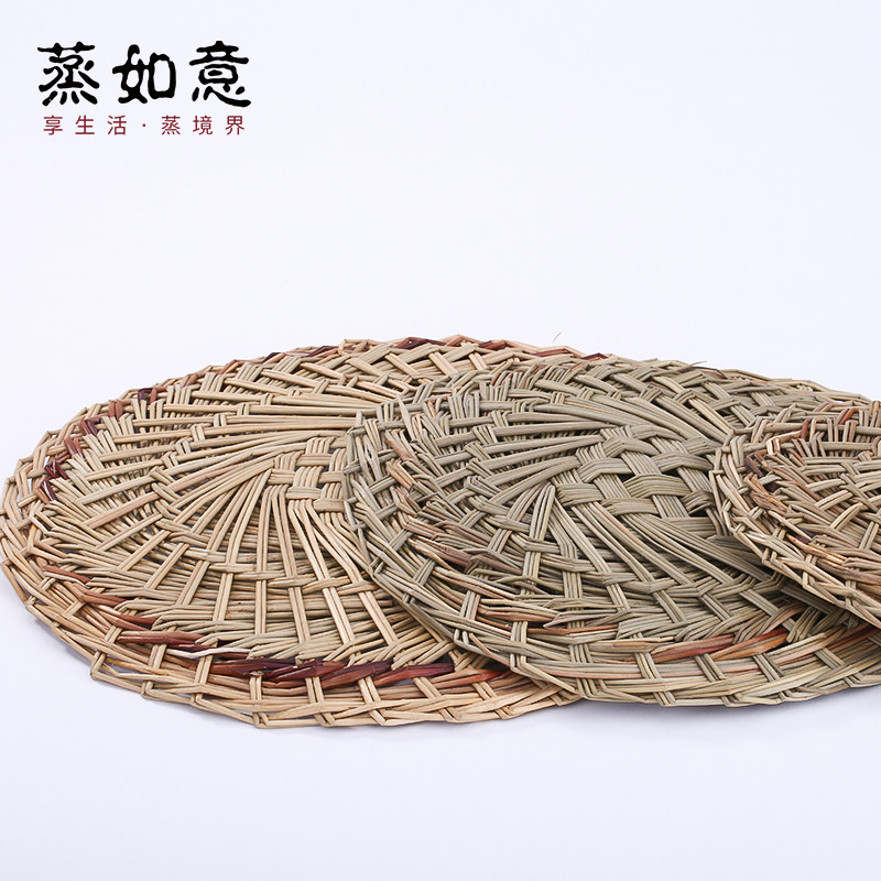 Steaming And Steaming Caged Grass Mat Grass Mat Hollow Grass Mat Non Stick Hand Woven Household Round Small Cage Bag Submat Bamboo Steam Mat
