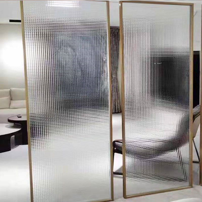 Factory customization-double grid-double embossed glass art pattern Bathroom kitchen living room doors and windows screen partition