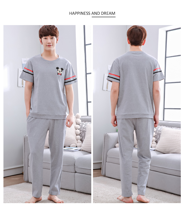 13 trẻ em lớn 15 tuổi teen đồ ngủ nam 16 trường trung học 14 học sinh trung học cơ sở mùa hè 12-18 tuổi cotton ngắn tay dịch vụ nhà bộ khủng long dễ thương