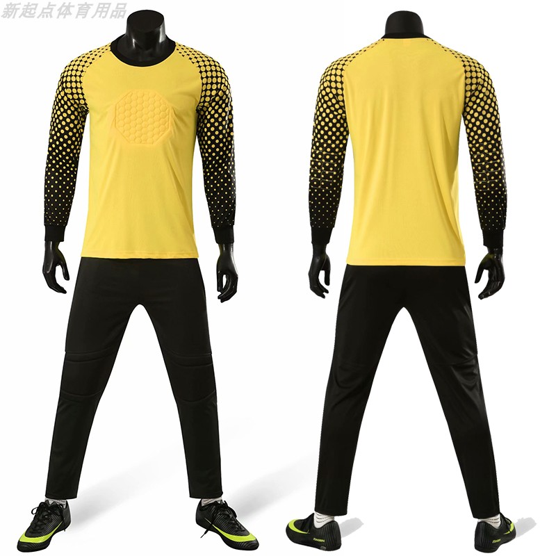Yellow & 210 [Children's Clothing 2101]Goalkeeper's uniform goalkeeper clothing Longmen suit goalkeeper team member clothes Gatekeeper Jersey Long sleeve trousers Football clothes yellow Blue red