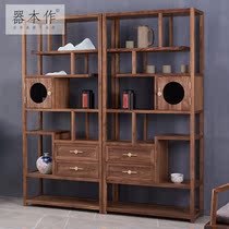 New Chinese Bou Ancient Shelf Bookcase Modern Minimalist Living-room Display Cabinet Dorpao Loft Solid Wood Tea Cabinet Rack Shelf