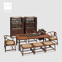 New Chinese Zen tea table and chair combination folk tea table tea chair tea stool tea cabinet tea room tea house solid wood furniture