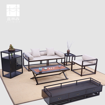 New Chinese sofa combination solid wood three modern Chinese living room simple club furniture custom Zen sofa