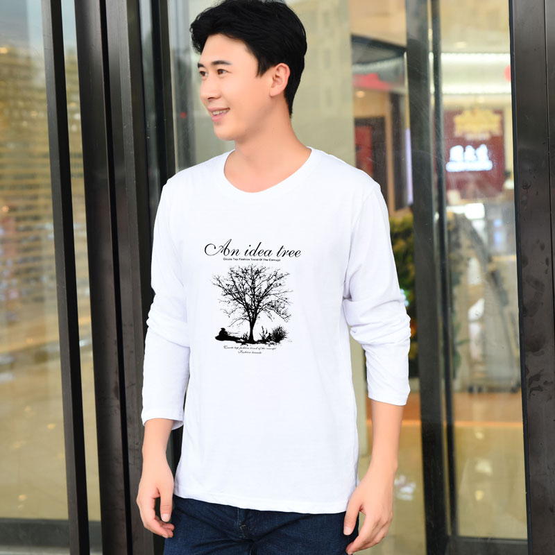Cổ tròn mỏng áo thun dài tay nam mùa xuân và mùa thu rộng kích thước lớn thanh niên mùa thu quần áo thể thao giản dị áo sơ mi quần áo nam áo polo nam
