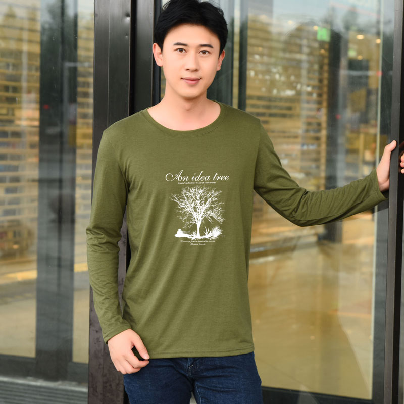 Cổ tròn mỏng áo thun dài tay nam mùa xuân và mùa thu rộng kích thước lớn thanh niên mùa thu quần áo thể thao giản dị áo sơ mi quần áo nam áo polo nam