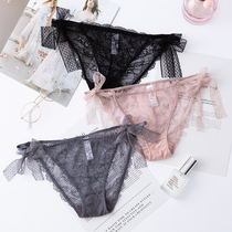 Lace sexy perspective cotton crotch womens underwear black lace hollow hot temptation triangle girl underwear