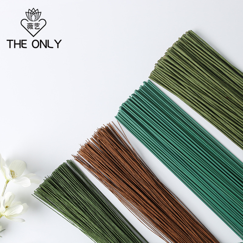 Wei Yi floral iron wire flower rod green tie flower thickness tie silk flower bouquet handmade glue production materials