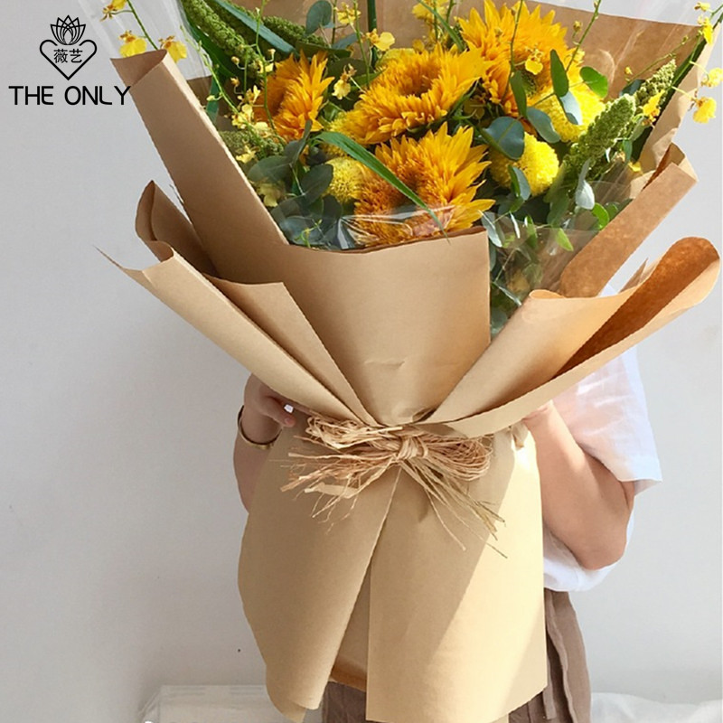Wei Yi 45 pieces of natural color kraft paper bouquet flowers dried flower wrapping paper handmade gift vintage florist material