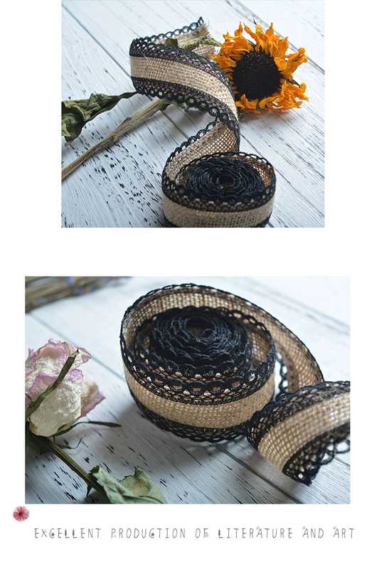 Weiyi ren đen cotton và lanh ruy băng ruy băng hoa bó hoa retro handmade tự làm vật liệu gói hoa ruy băng ruy băng - Công cụ & vật liệu may DIY