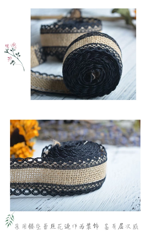 Weiyi ren đen cotton và lanh ruy băng ruy băng hoa bó hoa retro handmade tự làm vật liệu gói hoa ruy băng ruy băng - Công cụ & vật liệu may DIY