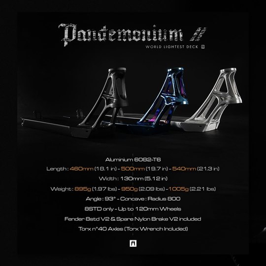 Ethic轻量化板底 Pandemonium V2顶配款 极限滑板车公园板底