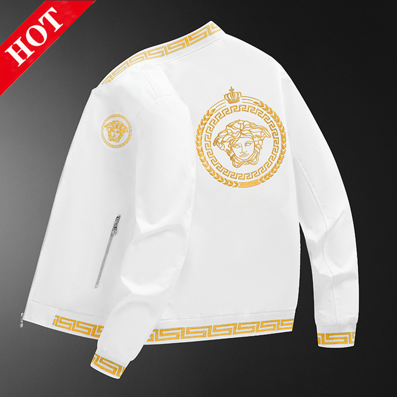 Cool High-Quality Men's Jacket 2025 Autumn New Fashion Brand Embroidered White Baseball Jacket Men's European Fashion Trend
