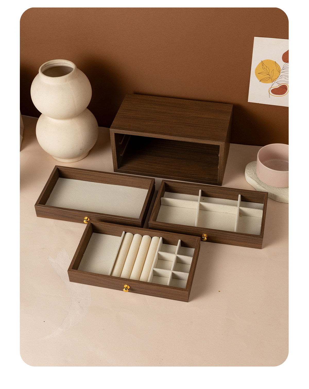 Шкатулка для украшений из орехового дерева в китайском стиле ретро премиум класса для колец серег цепочек