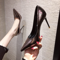 A D Hepburn 2022 Summer ~ little fresh gun color High heel Shoe Girl new thin heel Sexy pointed shallow mouth