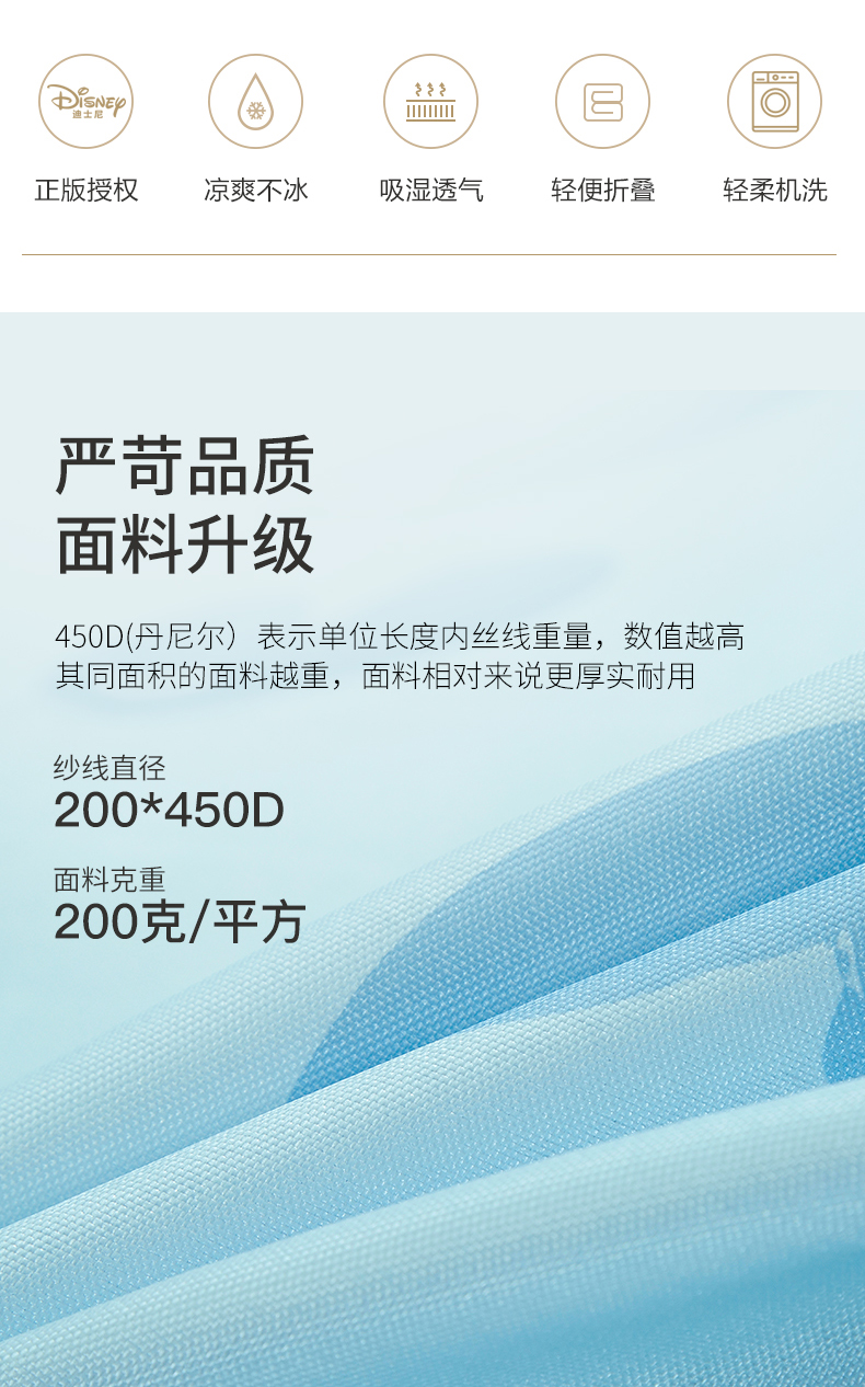 迪士尼 A类标准 450D冰丝凉席 1.8*2.4m 图2