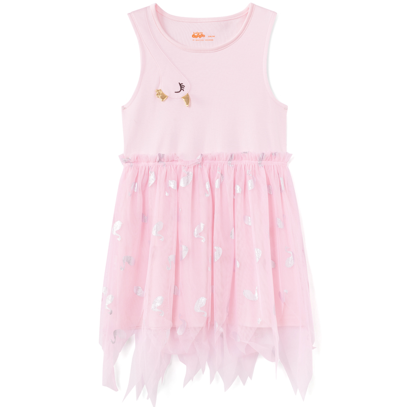 Benny đường Kids 2020 Summer Dresses Cô gái thiên nga in thêu áo váy không tay bông.