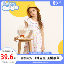 Spike Benilu childrens clothing summer new childrens floral dress womens short-sleeved cotton lapel baby skirt
