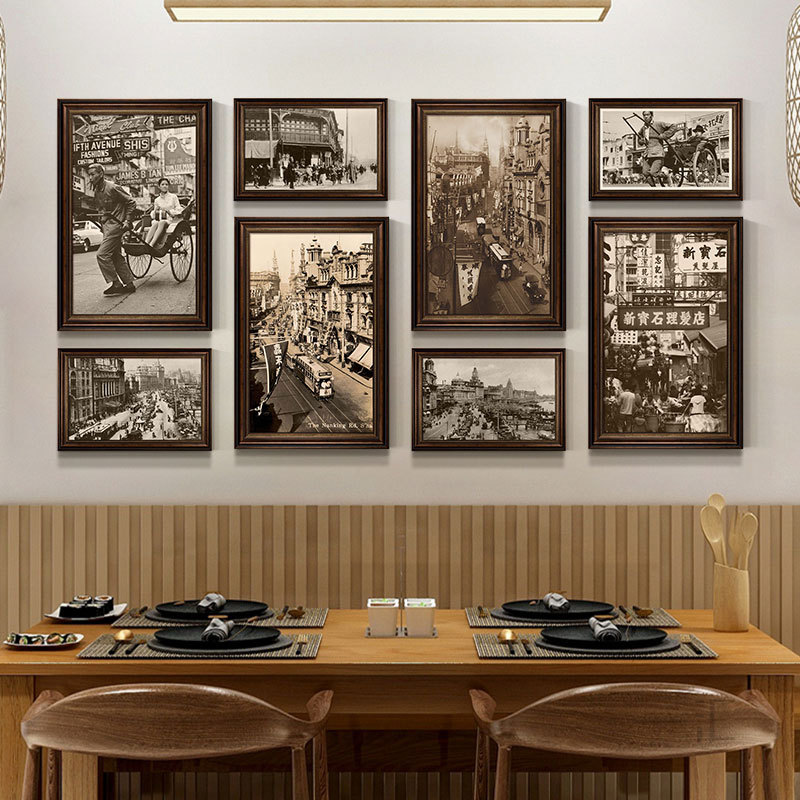 Republic of China Style Decorative Painting, Vintage Architecture, Street Scene, Old Photo Poster, Restaurant Nostalgic Script-Killing Game, Old Shanghai Wall Hanging Painting Republic of China Style Decorative Painting, Vintage Architecture, Street Scene, Old Photo Poster, Restaurant Nostalgic Script-Killing Game, Old Shanghai Wall Hanging Painting