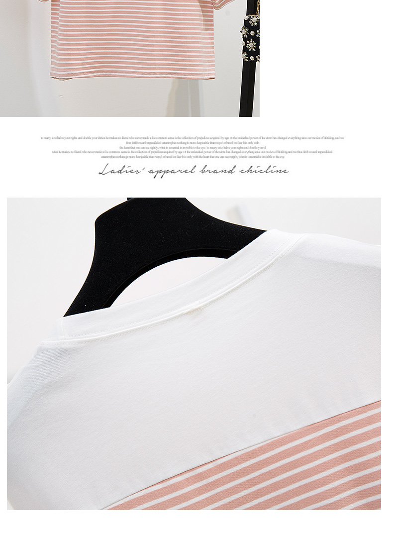 VK旗艦店 韓系條紋上衣T恤牛仔寬鬆短褲套裝短袖褲裝