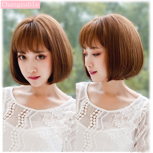 Wig Female Thin Air Bangs Wave Hair Wig Female Short Hair Korean