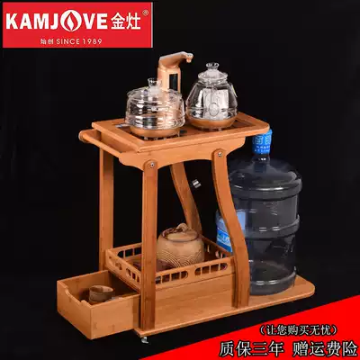 Good day bamboo mobile tea table pulley simple tea car kung fu tea set household induction cooker tea tray set